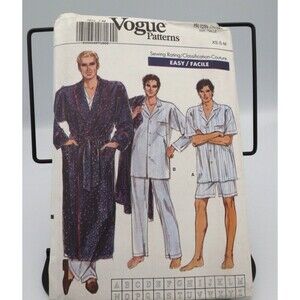 Vogue 7079 Men's Robe Top Pants Shorts XS-S-M Sewing Pattern 1980s